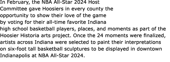 In February, the NBA All Star 2024 Host Committee gave Hoosiers in every county the opportunity to show their love of...